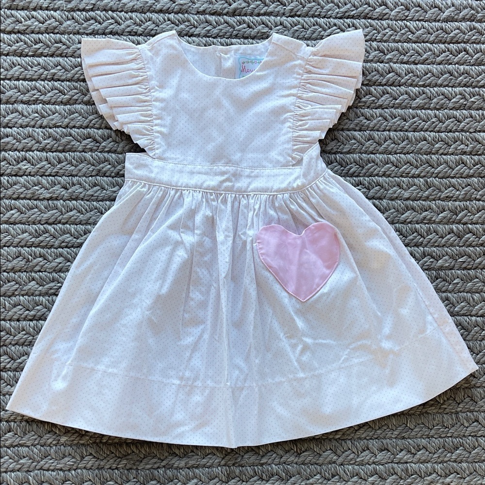 Mary & Grace White Dress with Pink Heart